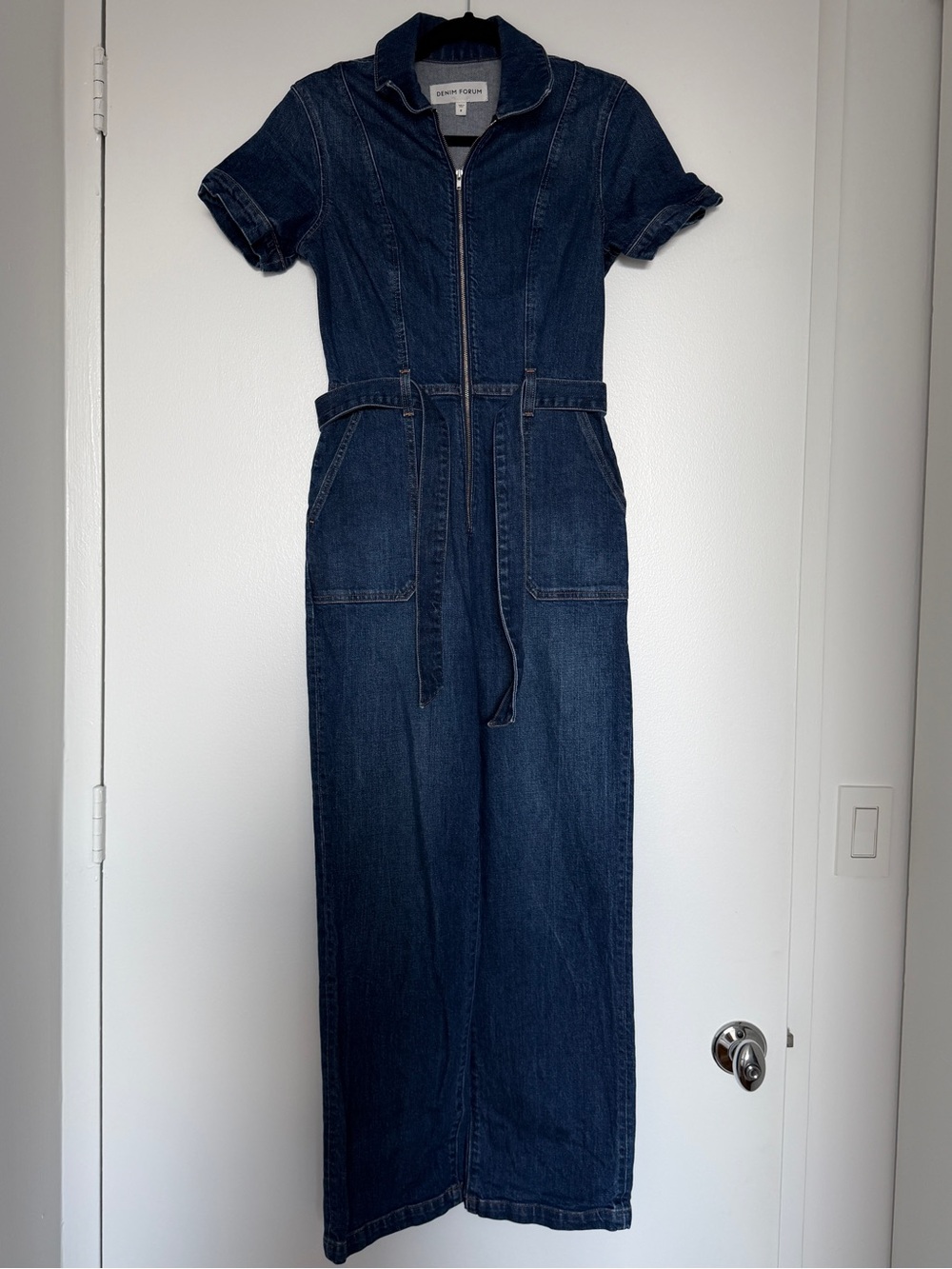 Denim Forum Aritzia Dark Indigo Zip-Front Denim Top